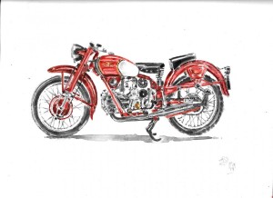 moto cycle moto guzzi acquarello acquerello moto water color watercolors (3)